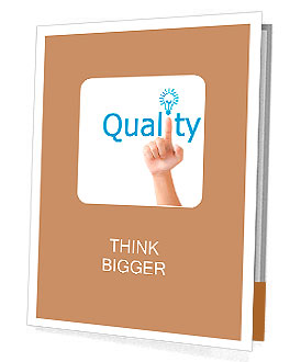 Hand and word quality. - business concept isolated on white background Presentation Folder