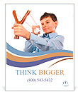 Portrait of a schoolboy sending notes or messages with slingshot and a piece of crumpled paper Poster Template