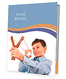 Portrait of a schoolboy sending notes or messages with slingshot and a piece of crumpled paper Presentation Folder