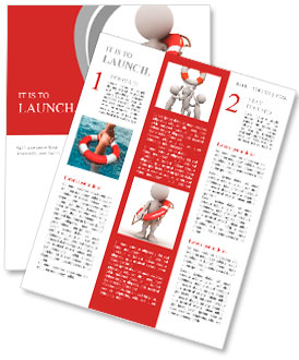 3d human with life preserver. 3d illustration. Newsletter Template