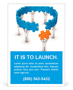 Man with last jigsaw piece for puzzle wheel Ad Template