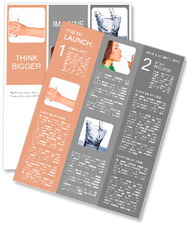 白い背景で隔離水のグラスを持つ女性の手 ニュースレター