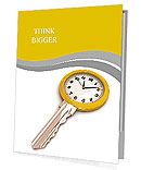 Clock-Key. Concept of Successful time management or other. 3d illustration. Presentation Folder