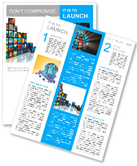 Media technologies concept: photo collage from cubes with pictures isolated on white reflective back Newsletter Template