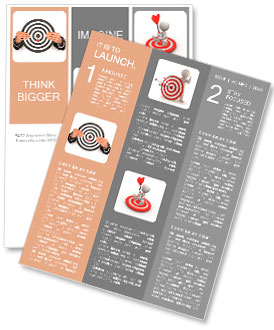 Businessman hand breaking through a paper wall holding a dart board Newsletter Template