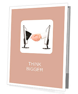 Virtual handshake - internet business concept isolated on white background Presentation Folder