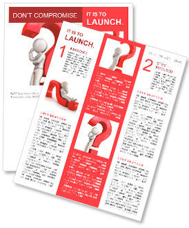 3d white people leaning back against a red question mark, isolated white background, 3d image Newsletter Template