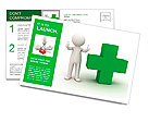3d man showing thumbs up with green plus sign on white background Postcard Template