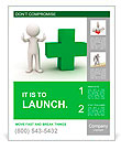 3d man showing thumbs up with green plus sign on white background Poster Template