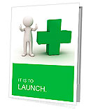 3d man showing thumbs up with green plus sign on white background Presentation Folder