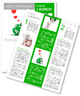 Love the earth concept, 3d man hugging green globe on white background Newsletter Template