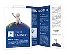 3d human sitting on the planet and waving Brochure Template