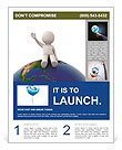 3d human sitting on the planet and waving Flyer Template
