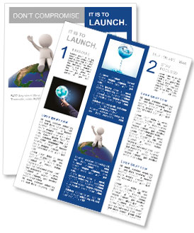 3d human sitting on the planet and waving Newsletter Template