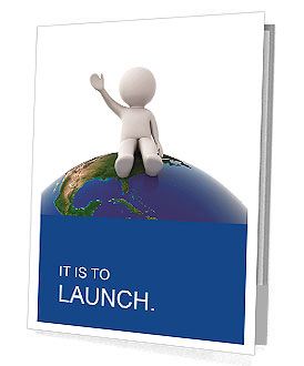 3d human sitting on the planet and waving Presentation Folder