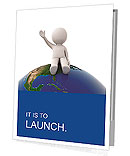 3d human sitting on the planet and waving Presentation Folder