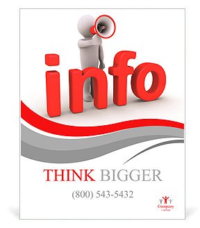 3d person with megaphone is behind info letters Poster Template