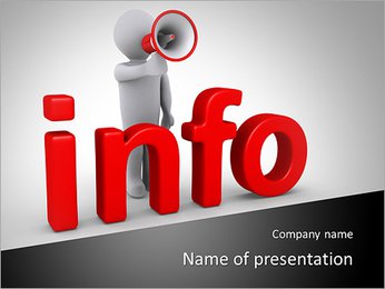 3d person with megaphone is behind info letters PowerPoint Template