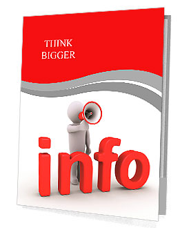 3d person with megaphone is behind info letters Presentation Folder