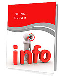 3d person with megaphone is behind info letters Presentation Folder