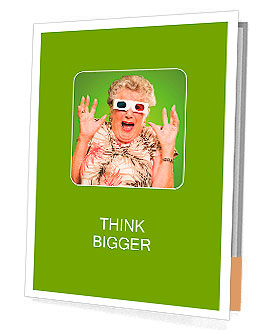 Afraid Senior Woman Wearing 3d Glasses Isolated On Green Background Presentation Folder