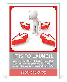 Arrow/think/choose/ a man thinking during four arrows Ad Template