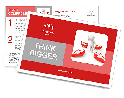 Arrow/think/choose/ a man thinking during four arrows Postcard Template