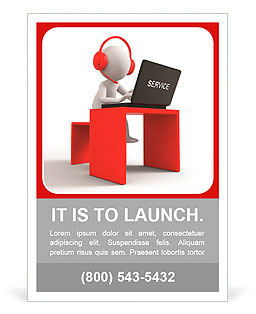 Desk/computer / a businessman working, sitting at a desk Ad Template