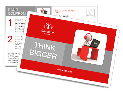 Desk/computer / a businessman working, sitting at a desk Postcard Template