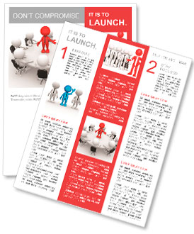 3d people - men, person at conference table. Leadership and team Newsletter Template