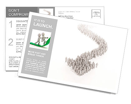 A large group of stylized 3d people forming an arrow Postcard Template