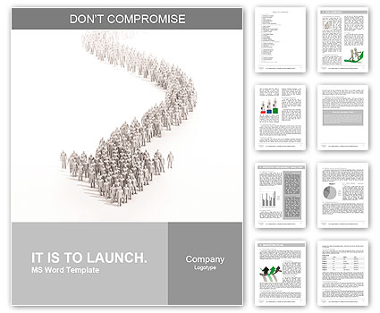 A large group of stylized 3d people forming an arrow Word Template