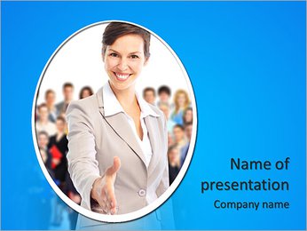 Human resources. Businesswoman and a large group of business people. PowerPoint Template