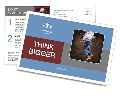 Hip hop girl dancing in modern style over urban grey brick wall Postcard Template