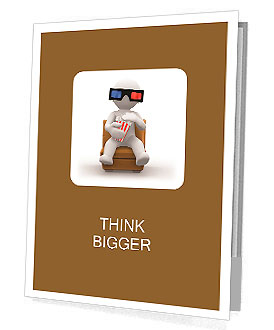 3d human wearing 3d glasses and eating popcorn Presentation Folder