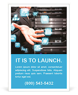 Programmer and icon control the system in data center room Ad Template