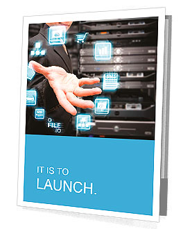Programmer and icon control the system in data center room Presentation Folder
