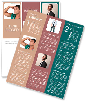 Portrait of handsome man looking far away at a distance object Newsletter Template