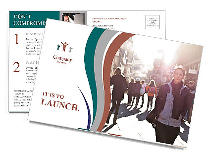 City girl stand out from the crowd of the city Postcard Template