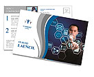 Business man pressing application button Postcard Template