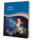 Business man pressing application button Presentation Folder