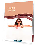 Lovely girl posing with a sign Presentation Folder