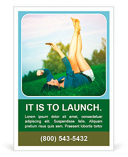 Girl photographs her legs while lying in the park Ad Template