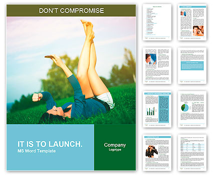 Girl photographs her legs while lying in the park Word Template