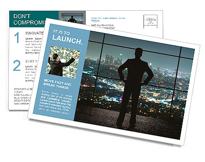 A man in a suit looking at the night city Postcard Template