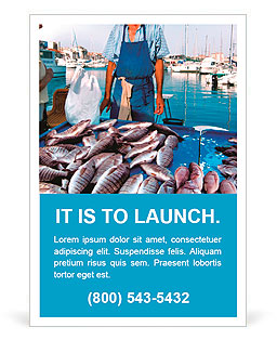 France. Marseille. Fish Market. Yachts. The seller and buyer. Ad Template