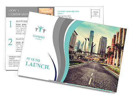 The magnificent view of the city in a retro style Postcard Template