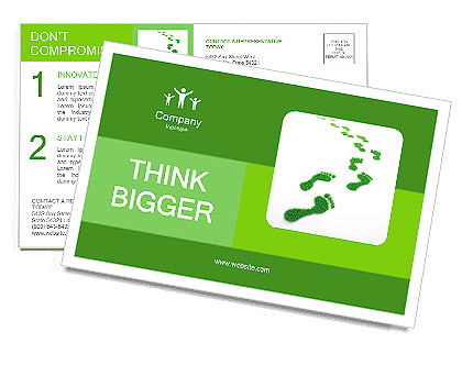 Green traces of man on a white background Postcard Template