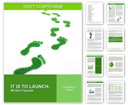 Green traces of man on a white background Word Template