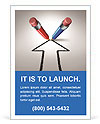 Red and blue pencils together for a common goal Ad Template
